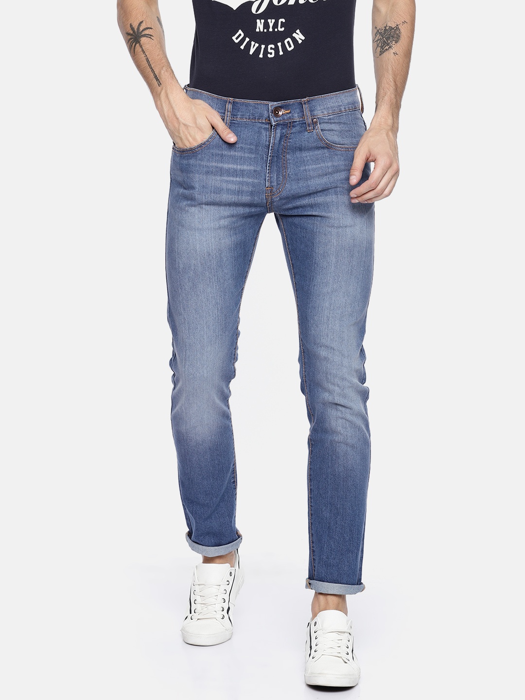 

Pepe Jeans Men Blue Vapour Slim Fit Low-Rise Clean Look Stretchable Jeans