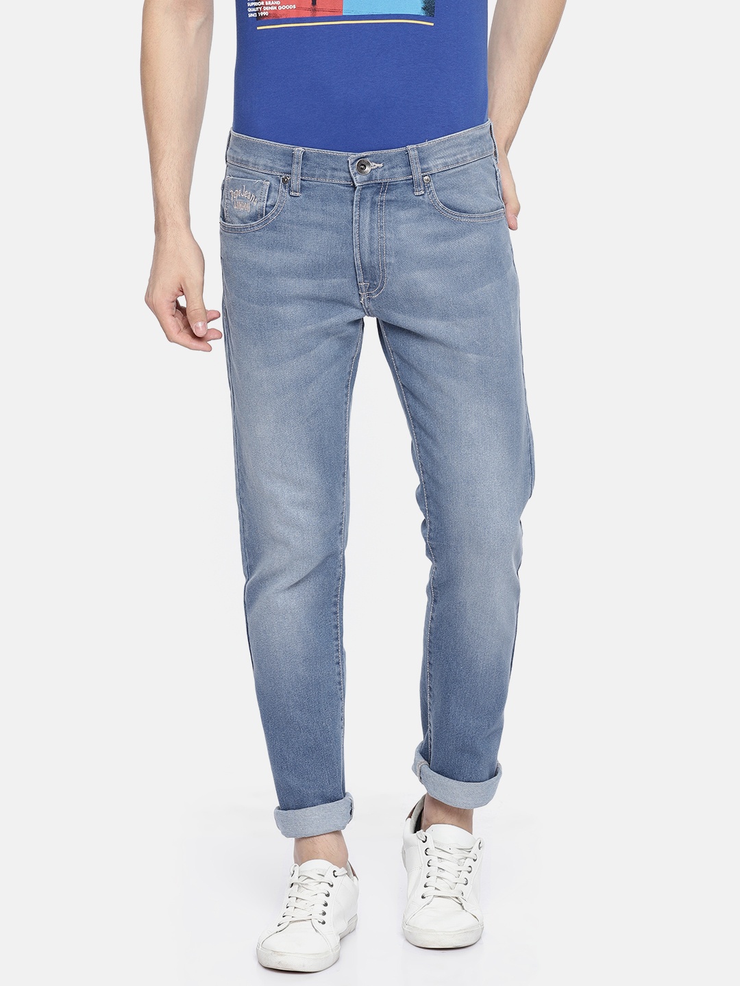 

Pepe Jeans Men Blue Vapour Slim Fit Low-Rise Clean Look Stretchable Jeans