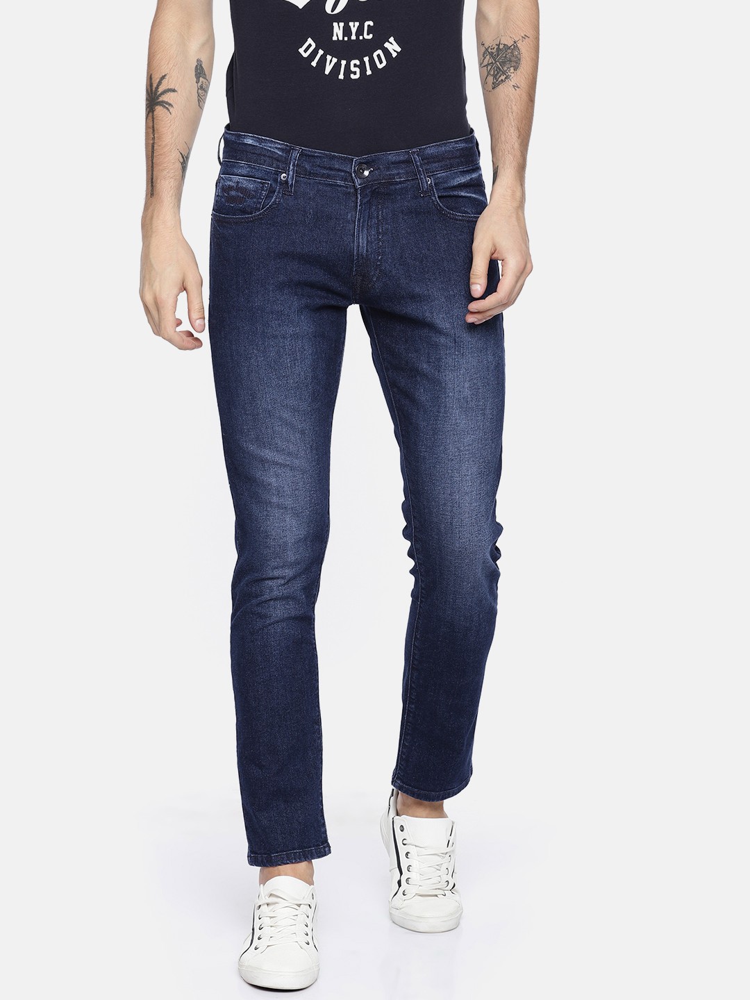 

Pepe Jeans Men Blue Vapour Slim Fit Low-Rise Clean Look Stretchable Jeans