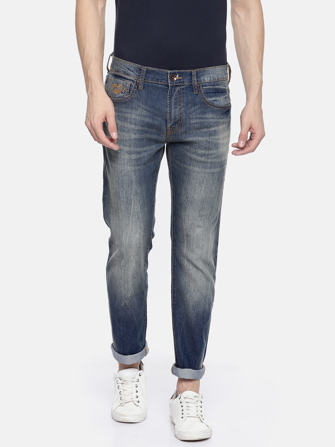 

Pepe Jeans Men Blue Vapour Slim Fit Low-Rise Clean Look Stretchable Jeans