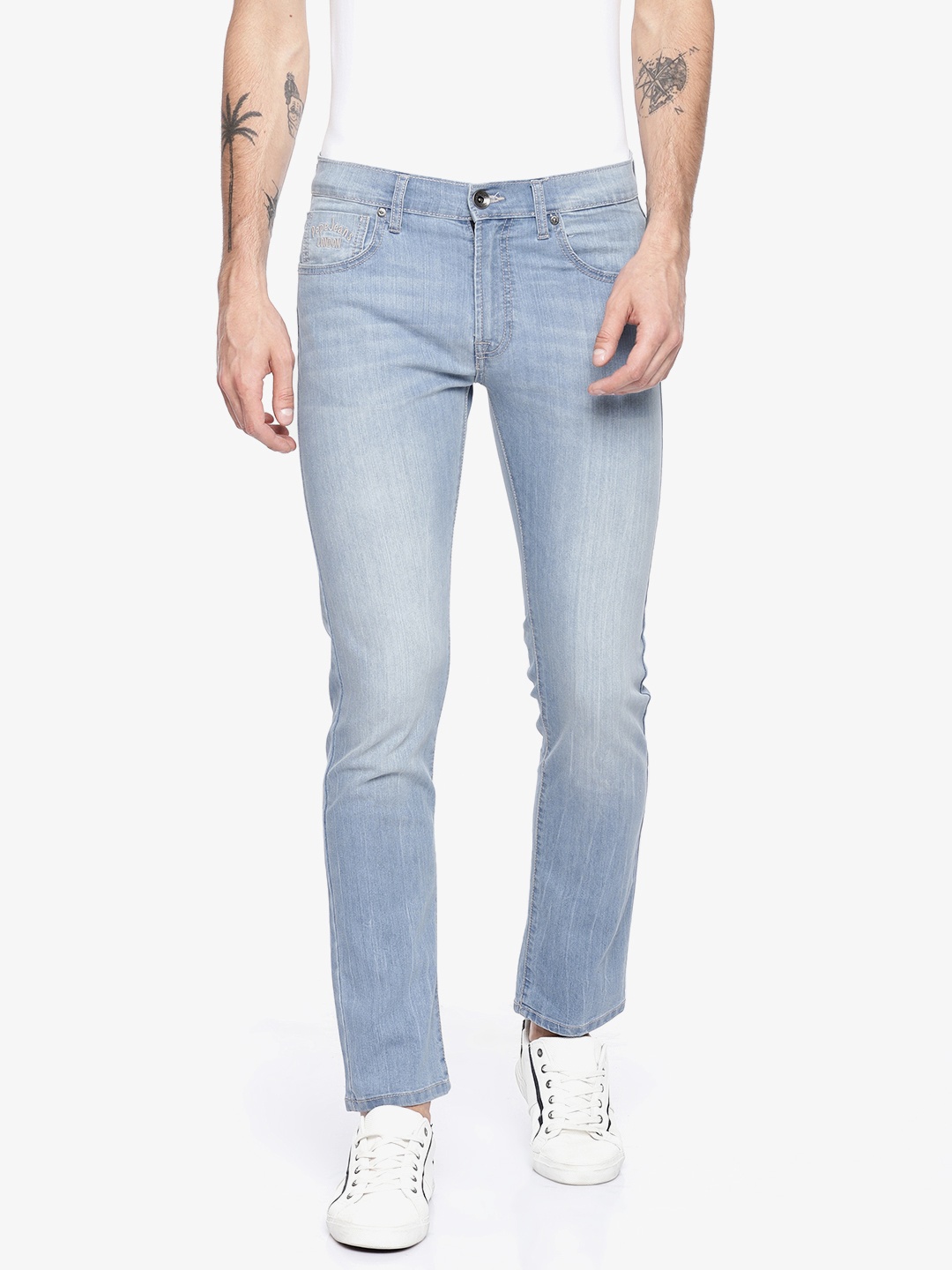 

Pepe Jeans Men Blue Vapour Slim Fit Low-Rise Clean Look Stretchable Jeans
