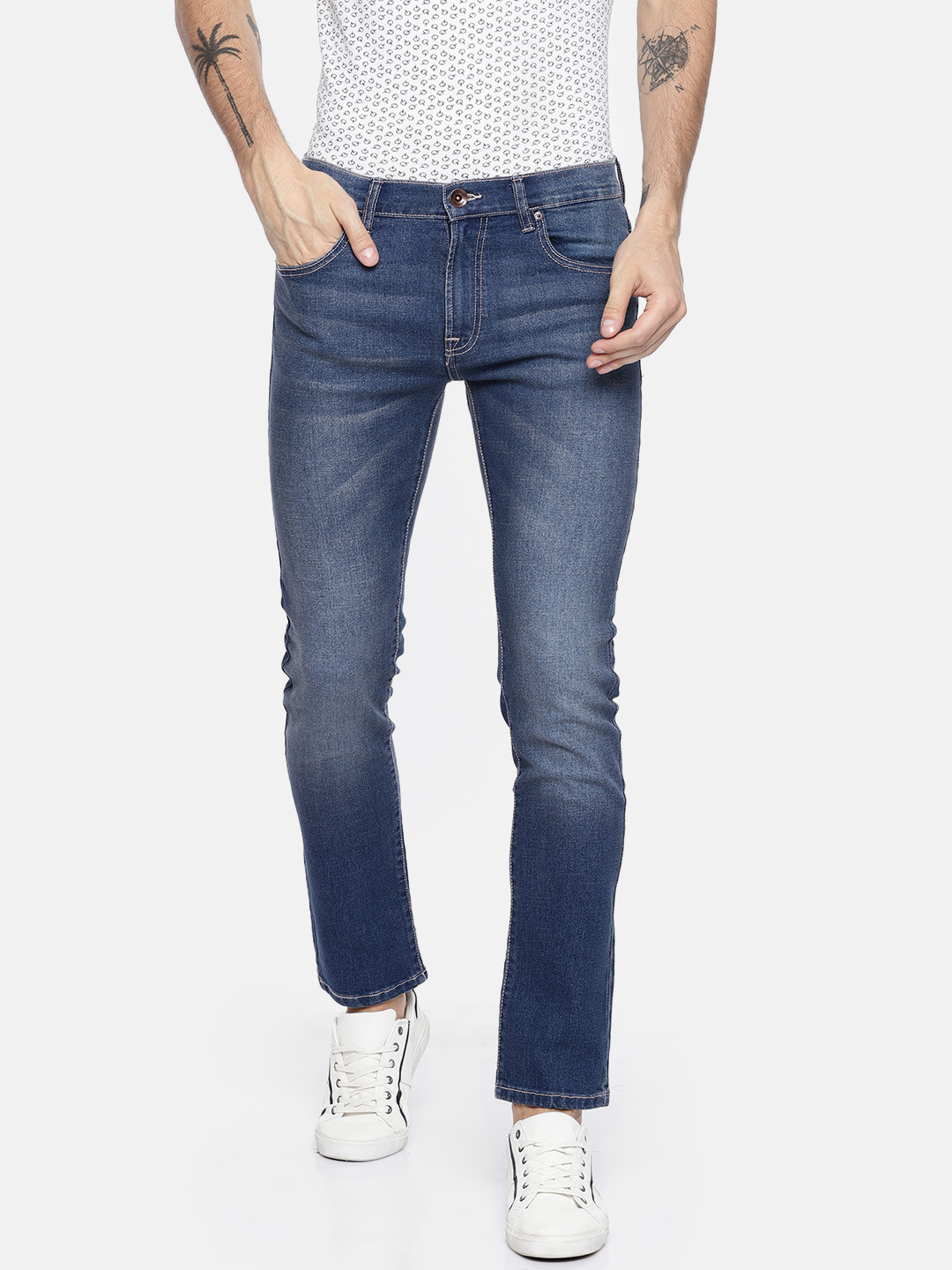 

Pepe Jeans Men Blue Vapour Slim Fit Low-Rise Clean Look Stretchable Jeans
