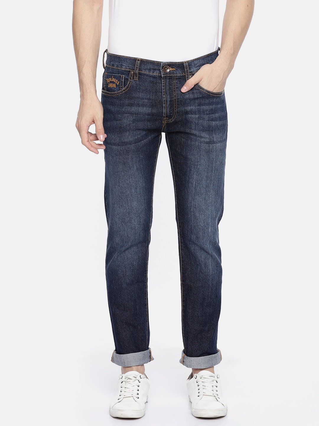 

Pepe Jeans Men Blue Vapour Slim Fit Low-Rise Clean Look Stretchable Jeans