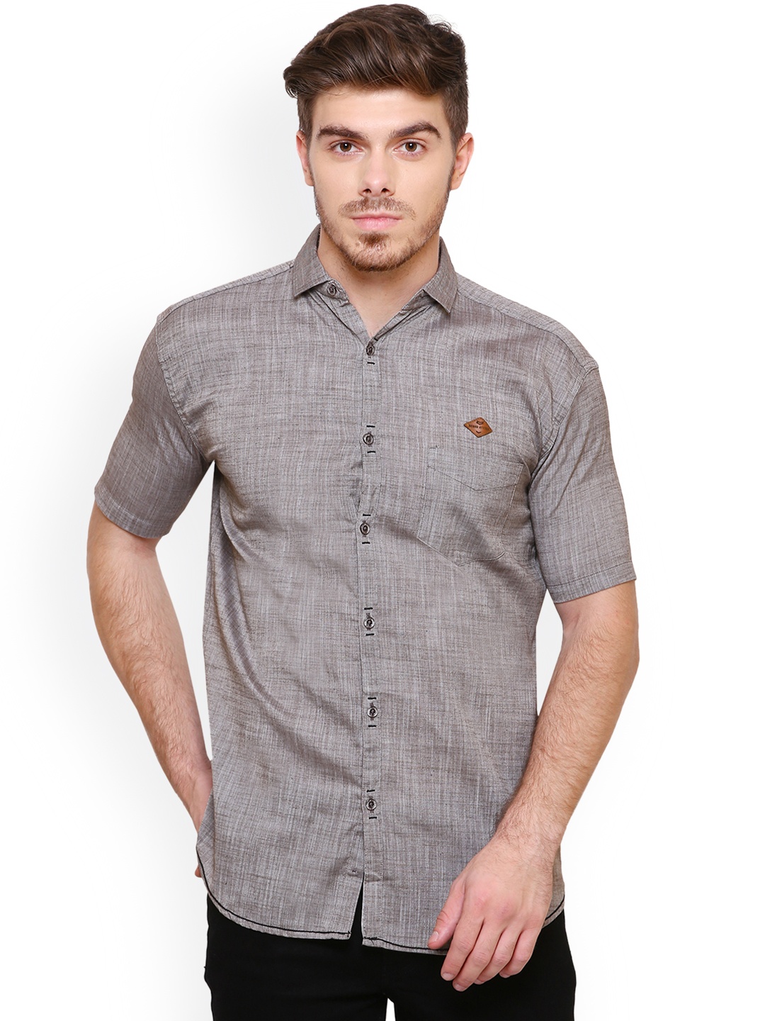 

Kuons Avenue Men Brown & Brown Slim Fit Solid Casual Shirt