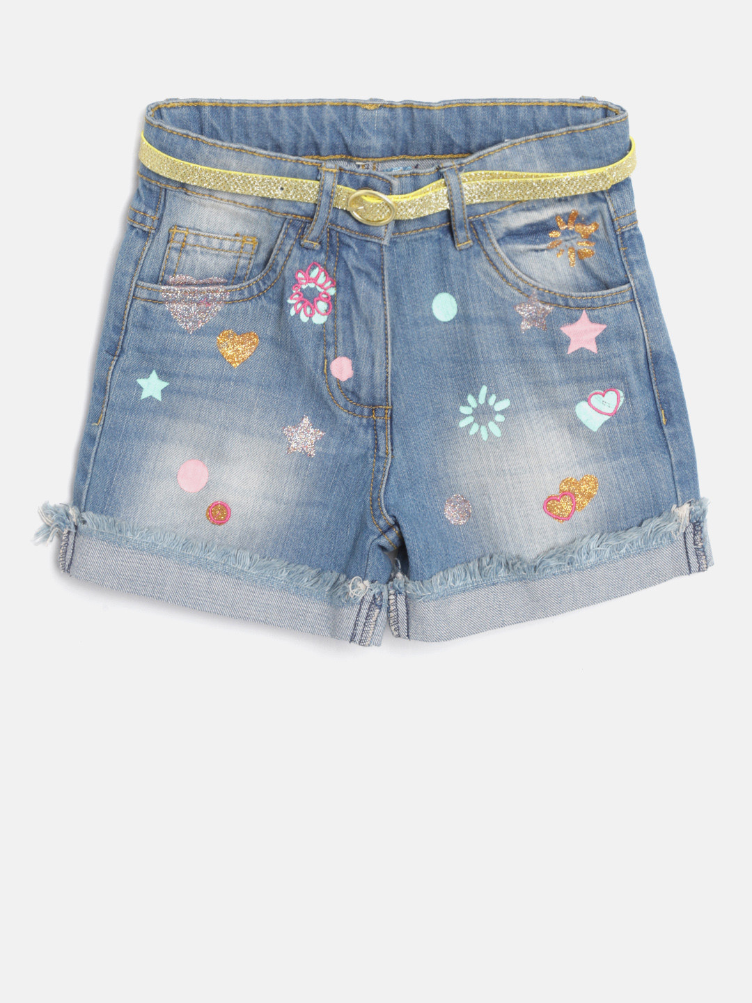 

Nauti Nati Girls Blue Washed Regular Fit Denim Shorts