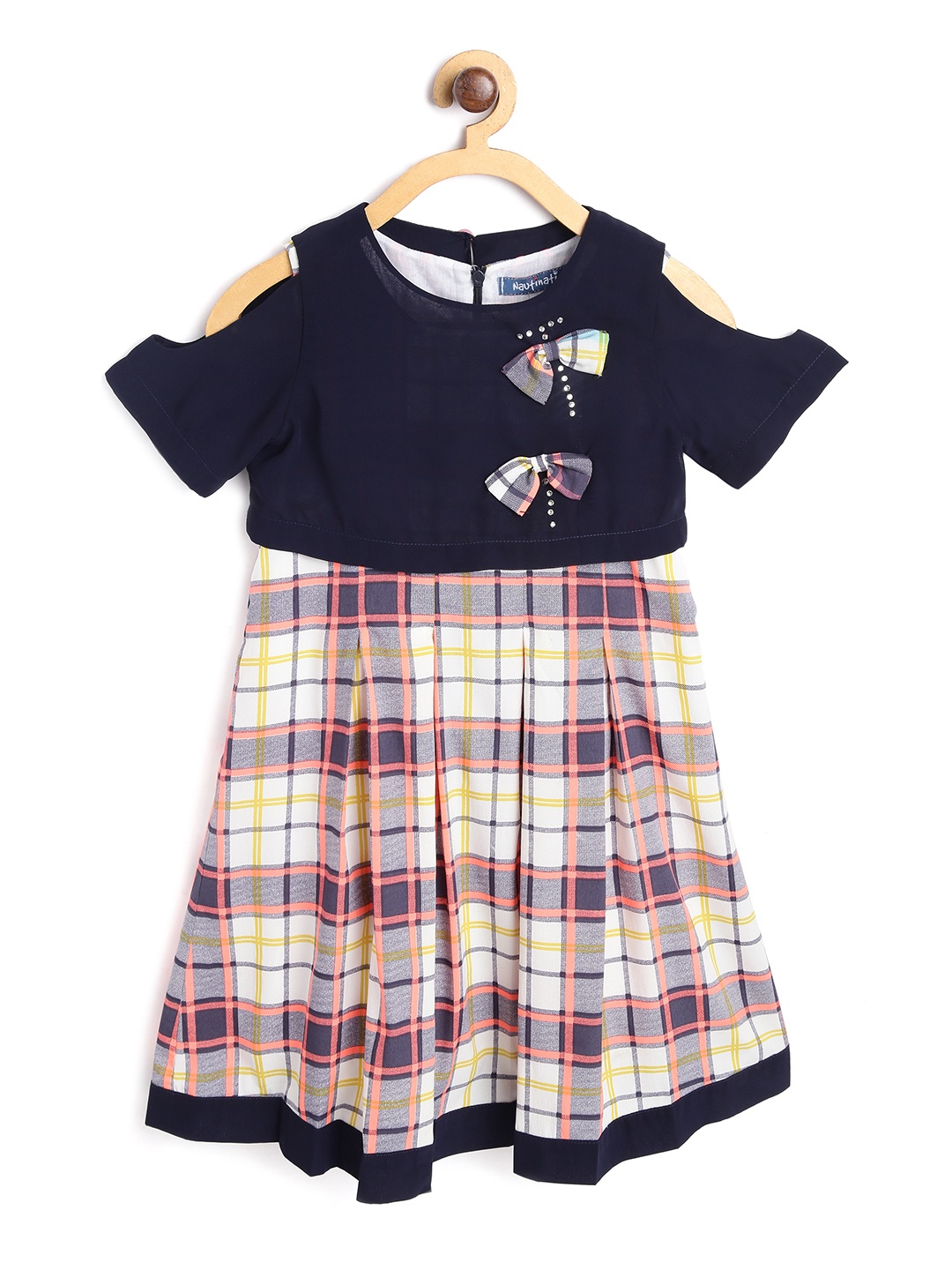 

Nauti Nati Girls Orange Checked Fit and Flare Dress