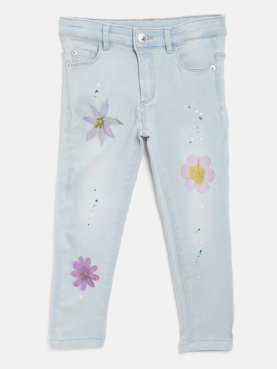 

Nauti Nati Girls Blue Regular Fit Clean Look Stretchable Jeans with Printed Detail