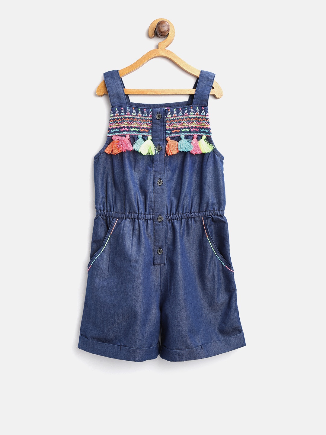 

Nauti Nati Navy Blue Denim Playsuit