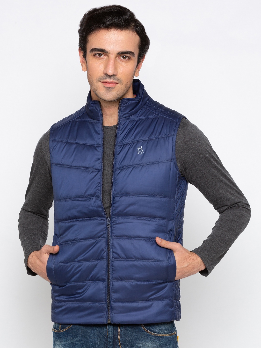 

Status Quo Men Blue Solid Lightweight Jacket