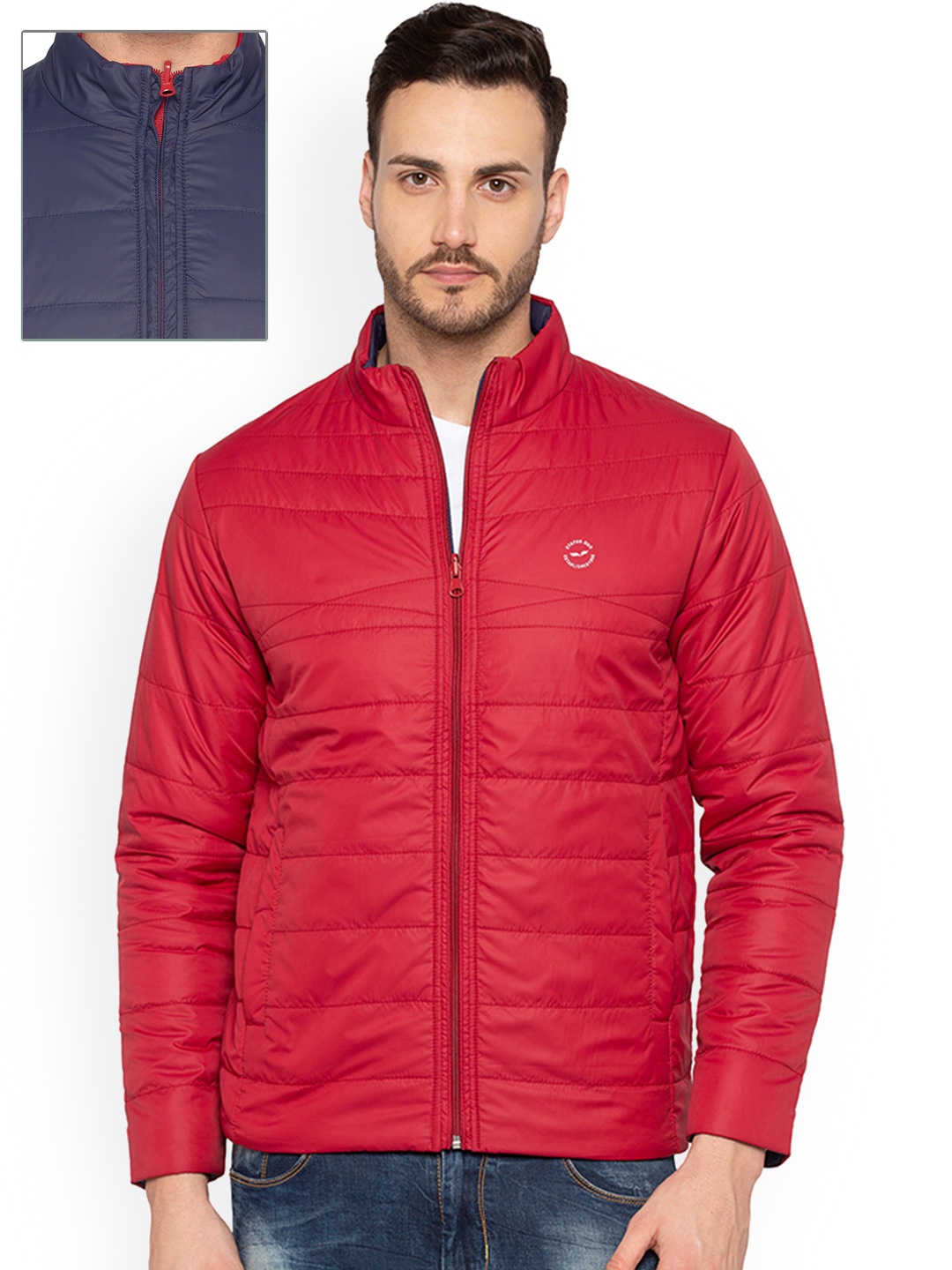 

Status Quo Men Red Solid Reversible Padded Jacket