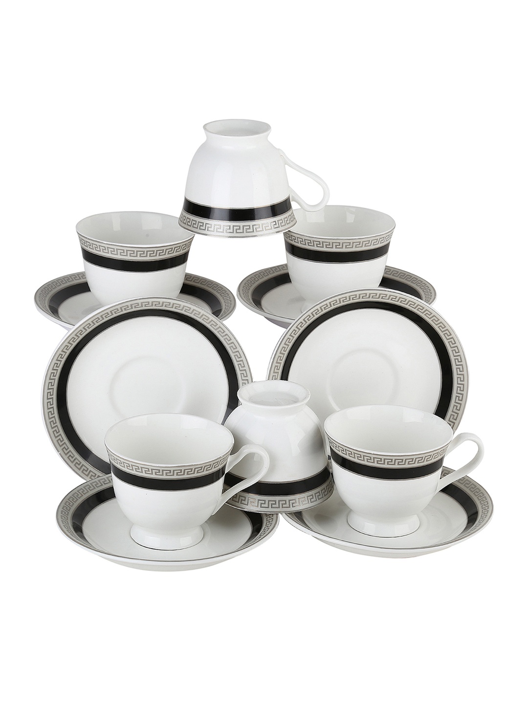 

Femora White & Blue 12-Pieces Solid Bone China Cups and Saucers Set 200 ml each