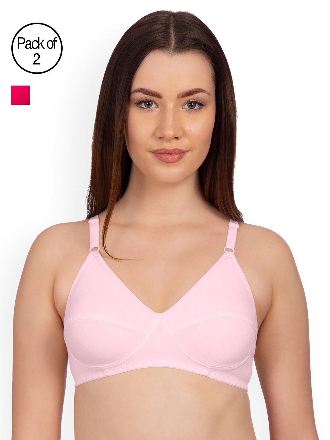 

Komli Pack of 2 Non-Wired Non-Padded T-shirt Bras K9116, Pink