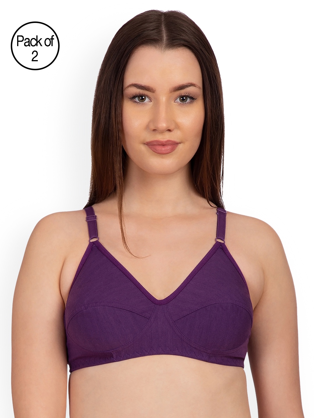 

Komli Pack of 2 Non-Wired Heavily Padded Everyday Bras K9116, Purple