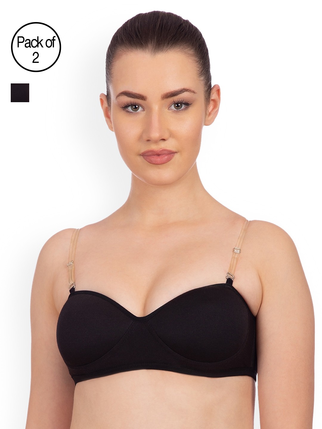 

Komli Pack of 2 Black Non-Wired Heavily Padded Demi Bras K9412-2PC-BL