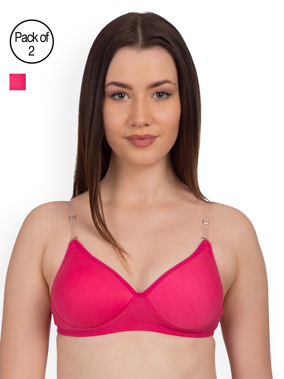 

Komli Pink Pack of 2 Non-Wired Heavily Padded T-shirt Bras K9515-2PC-CRL-DPR