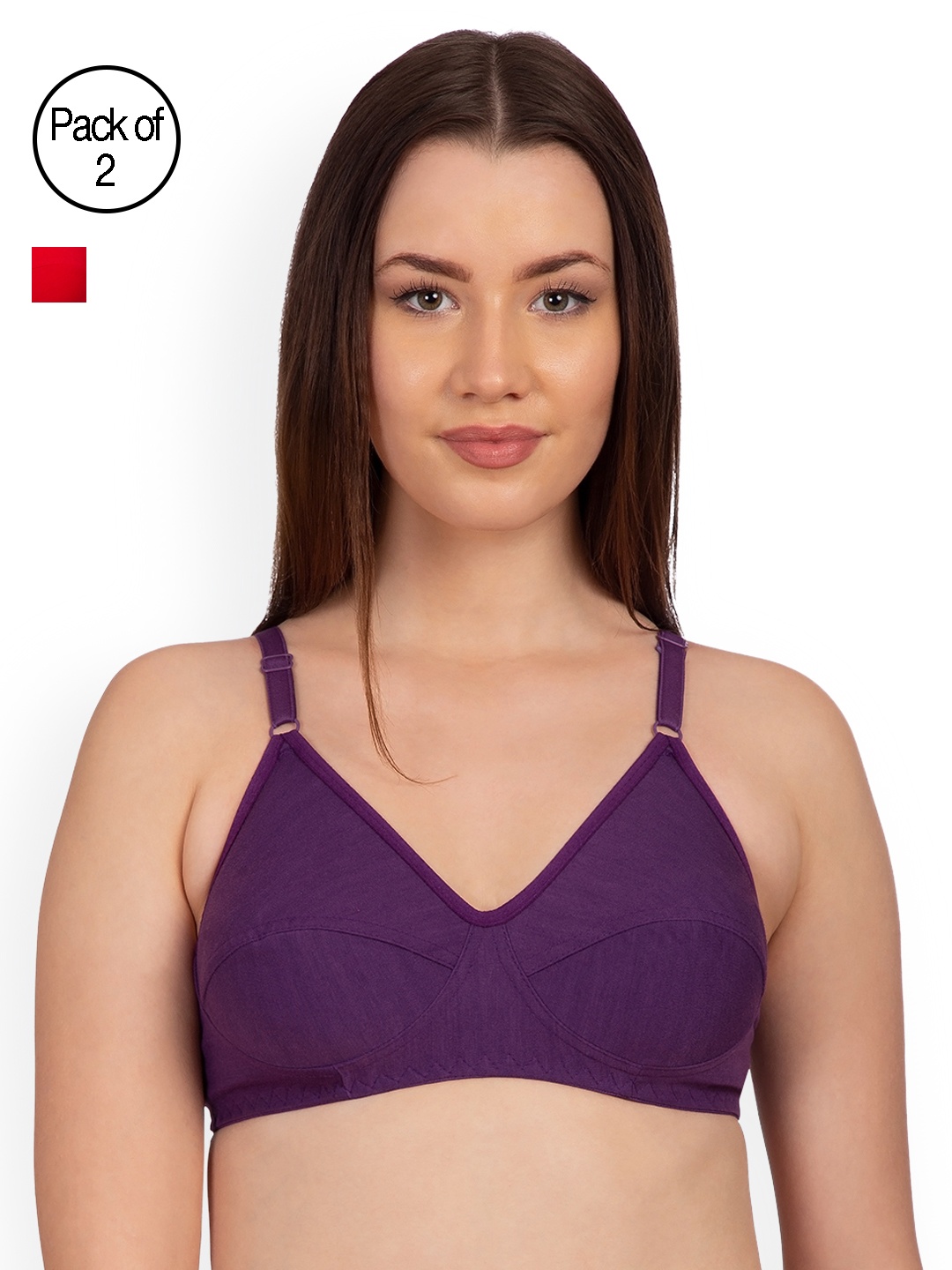 

Komli Pack of 2 Non-Wired Non-Padded Everyday Bras K9116, Purple