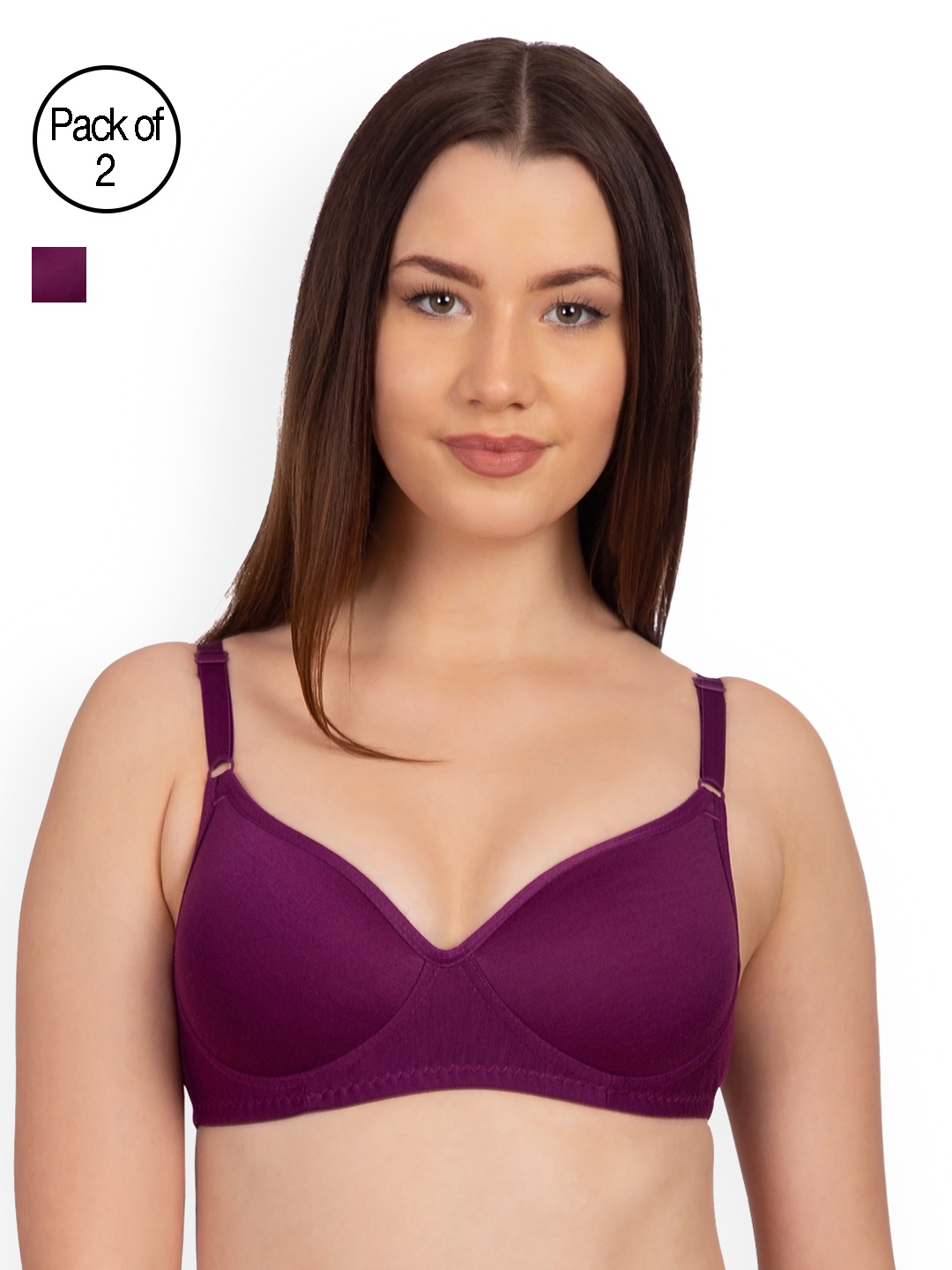 

Komli Pack of 2 Non-Wired Heavily Padded T-shirt Bras K9511-2PC-MG, Magenta