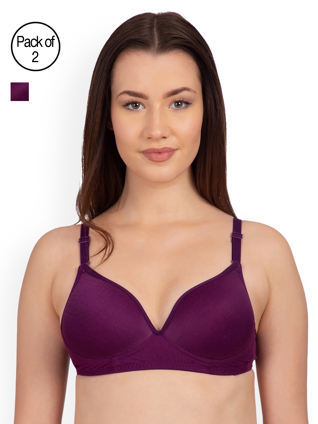 

Komli Purple Pack of 2 Non-Wired Heavily Padded T-shirt Bras K915-2PC-MG