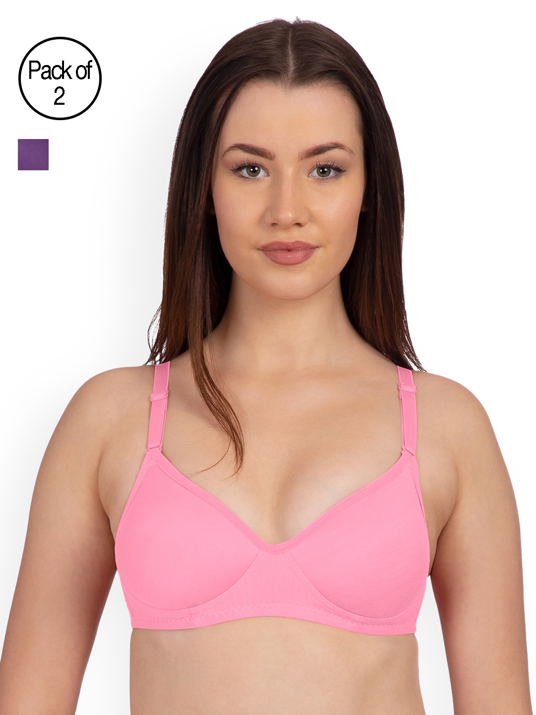 

KOMLI Pack of 2 T-shirt Bras K9555-2PC, Pink