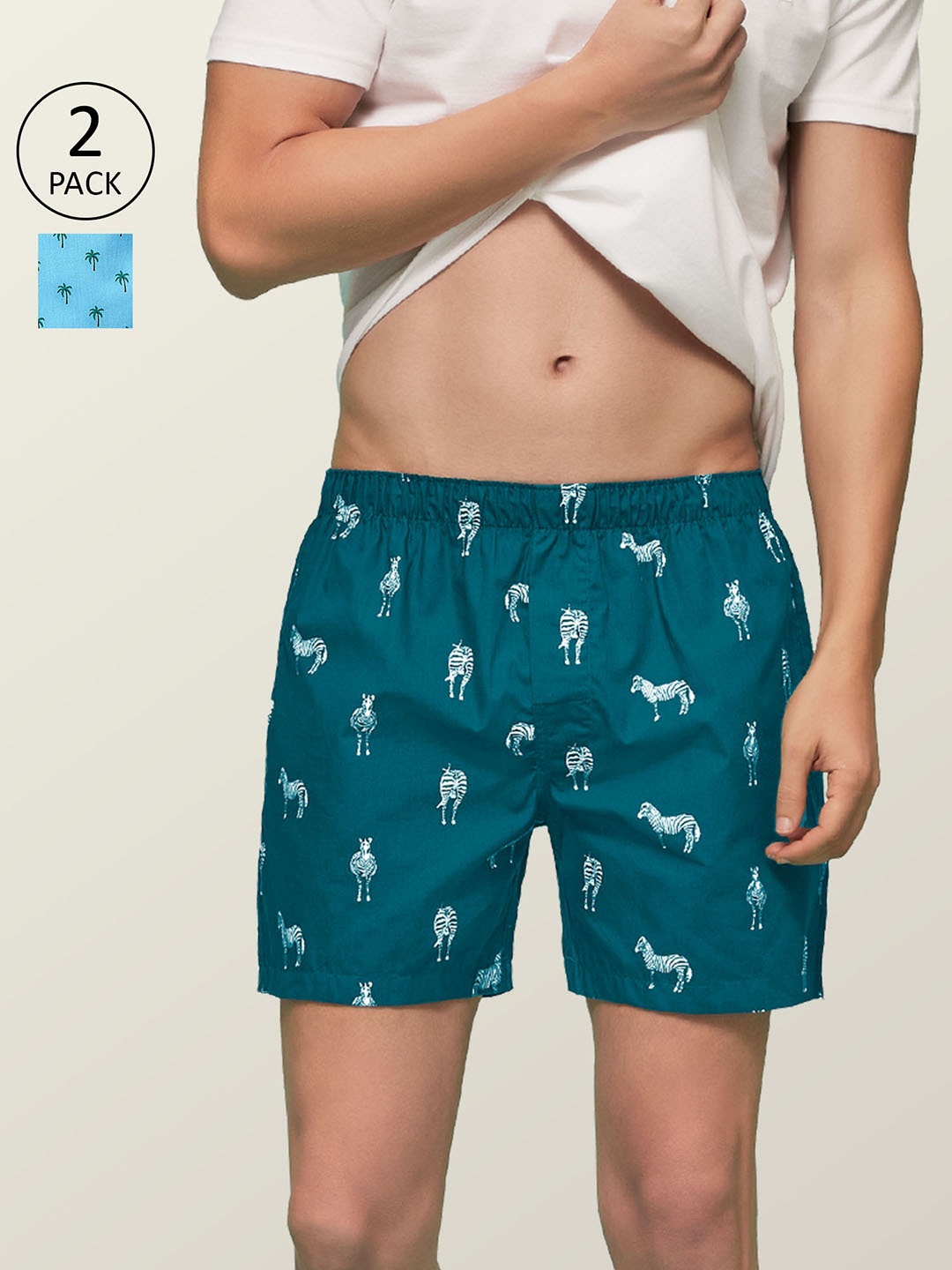 

XYXX Men Printed Pack of 2 Remix Pure Cotton Boxer XYBOX2PCKN131, Blue