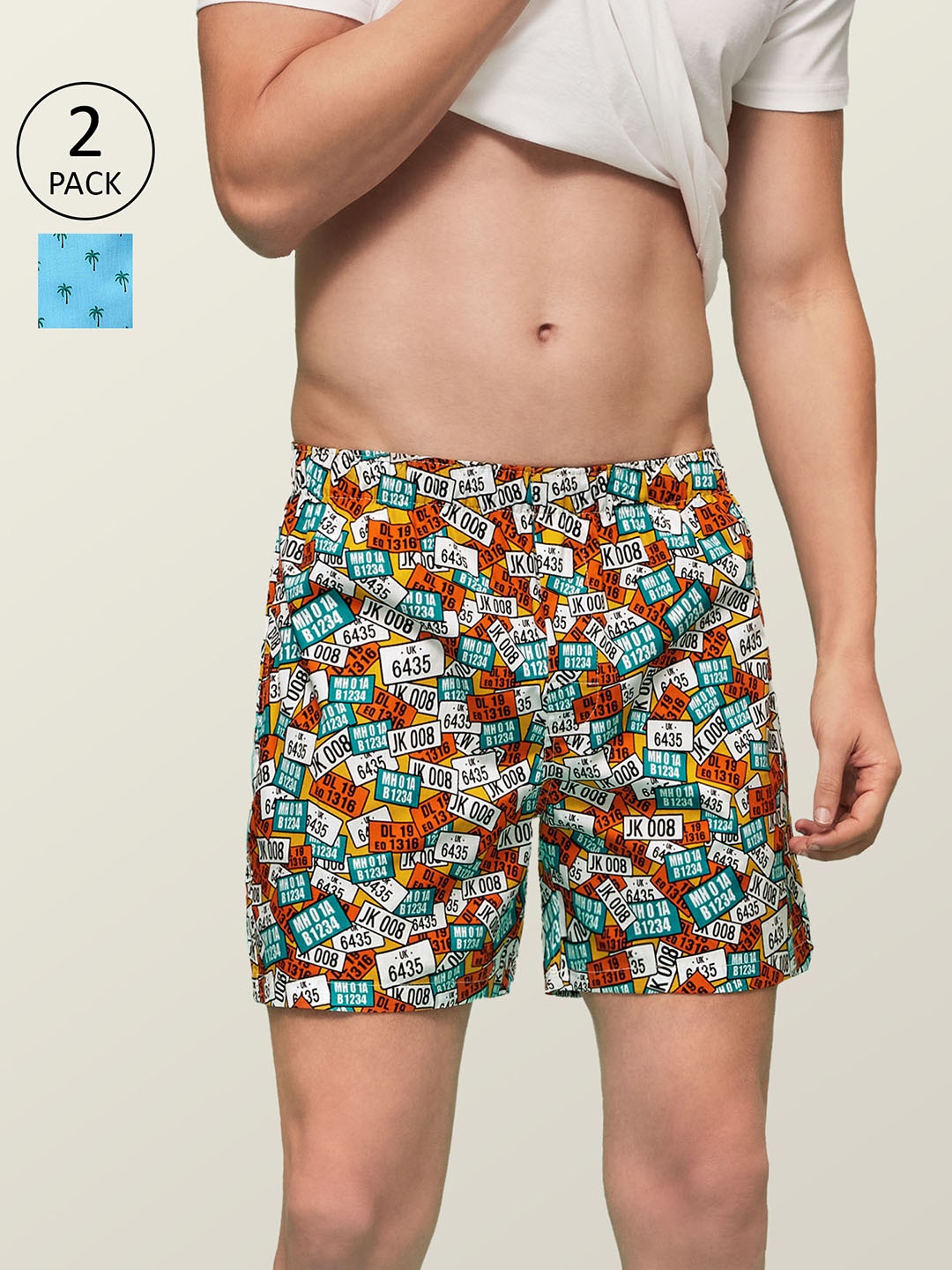 

XYXX Men Printed Pack of 2 Remix Pure Cotton Boxer XYBOX2PCKN132, Blue