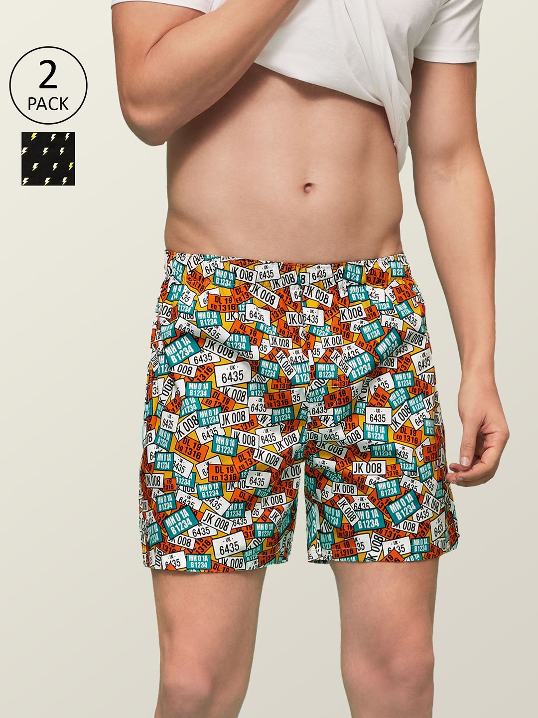 

XYXX Men Printed Pack of 2 Remix Pure Cotton Boxer XYBOX2PCKN141, Black