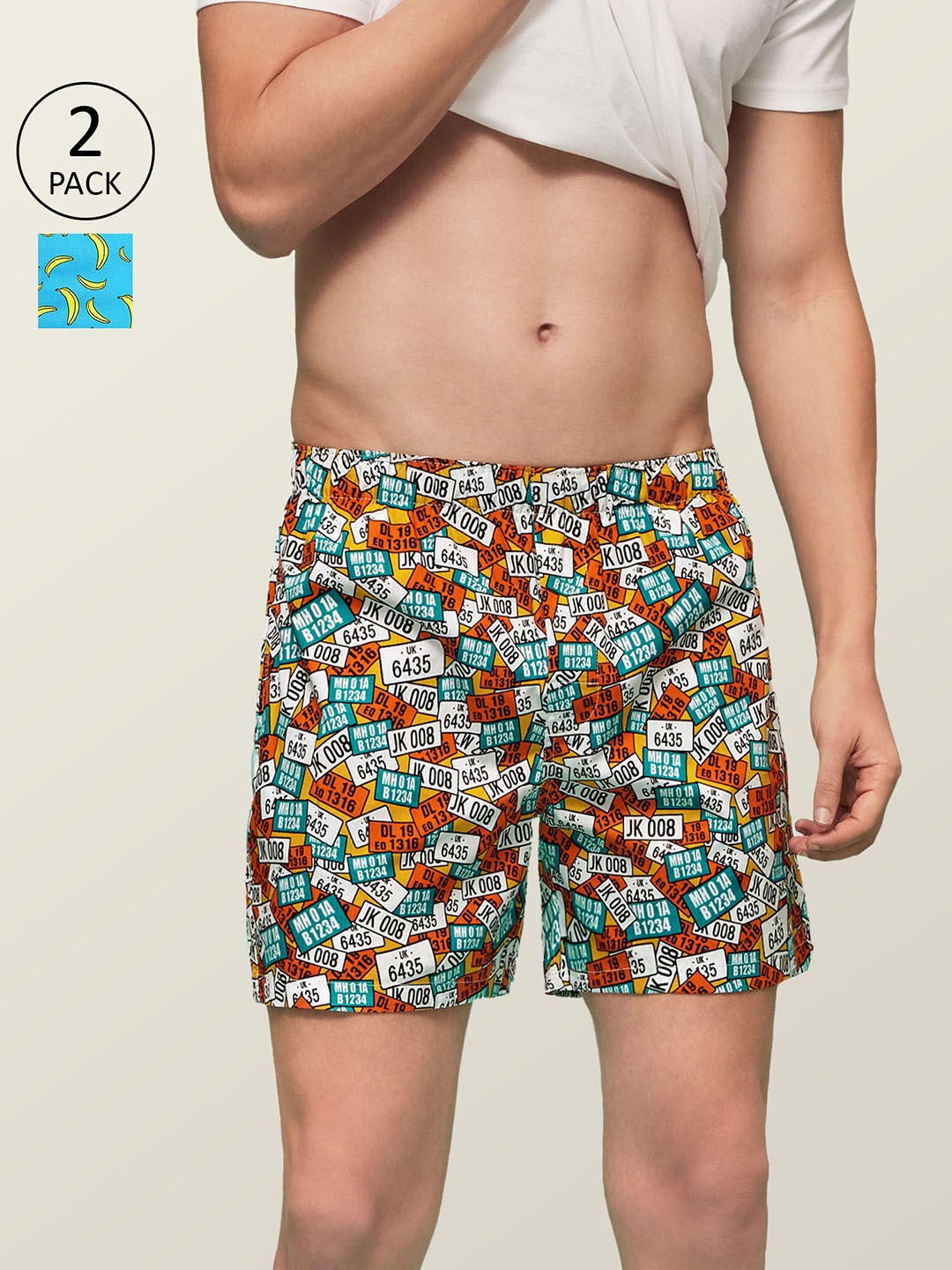 

XYXX Men Printed Pack of 2 Remix Pure Cotton Boxer XYBOX2PCKN111, Blue
