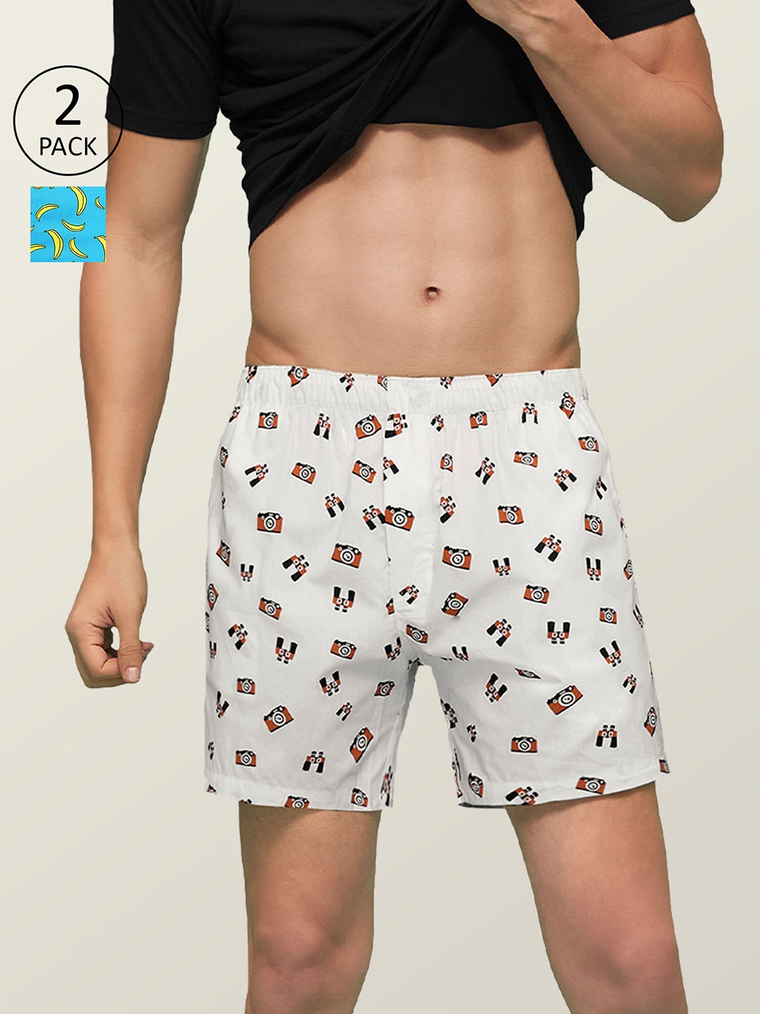 

XYXX Men Printed Pack of 2 Remix Pure Cotton Boxer XYBOX2PCKN112, Blue