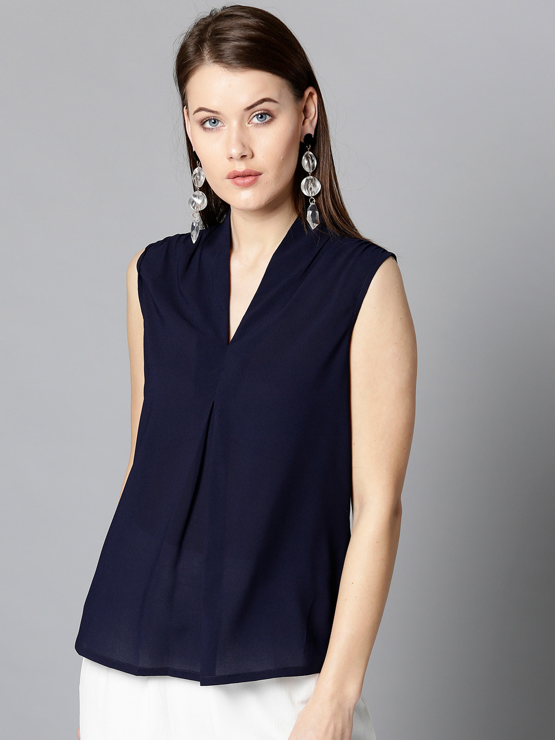 

Besiva Women Navy Blue Solid Top