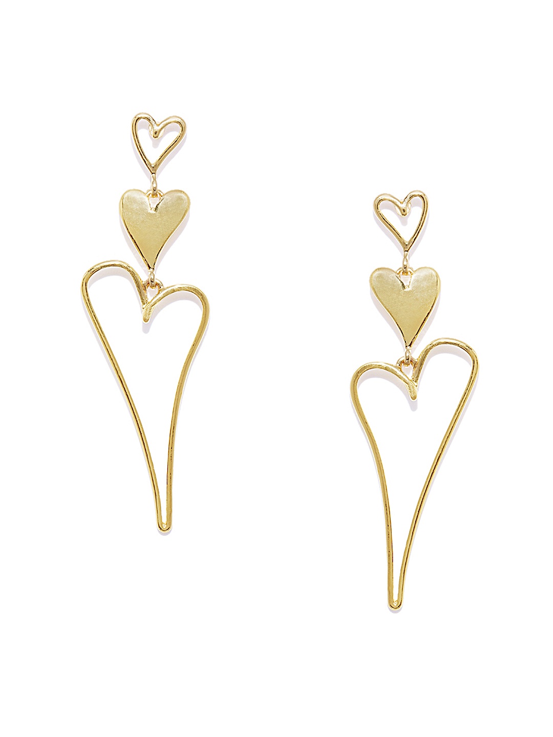 

OOMPH Gold-Toned Heart Shaped Drop Earrings