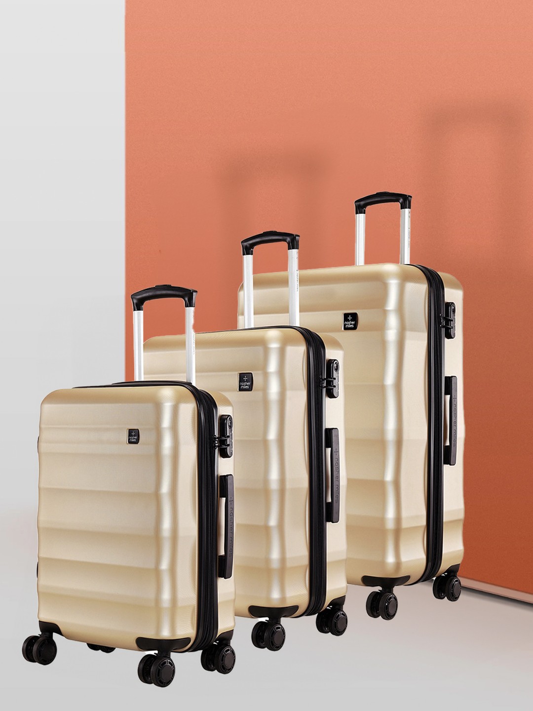 

Nasher Miles Rome Set of 3 Bronze-Toned Textured Hard-Sided Trolley Bags