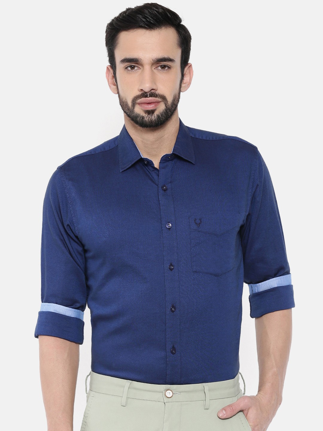 

Allen Solly Men Navy Blue Sport Slim Fit Solid Casual Shirt