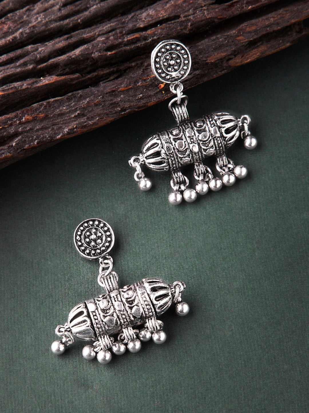 

Rubans Silver-Toned Classic Drop Earrings