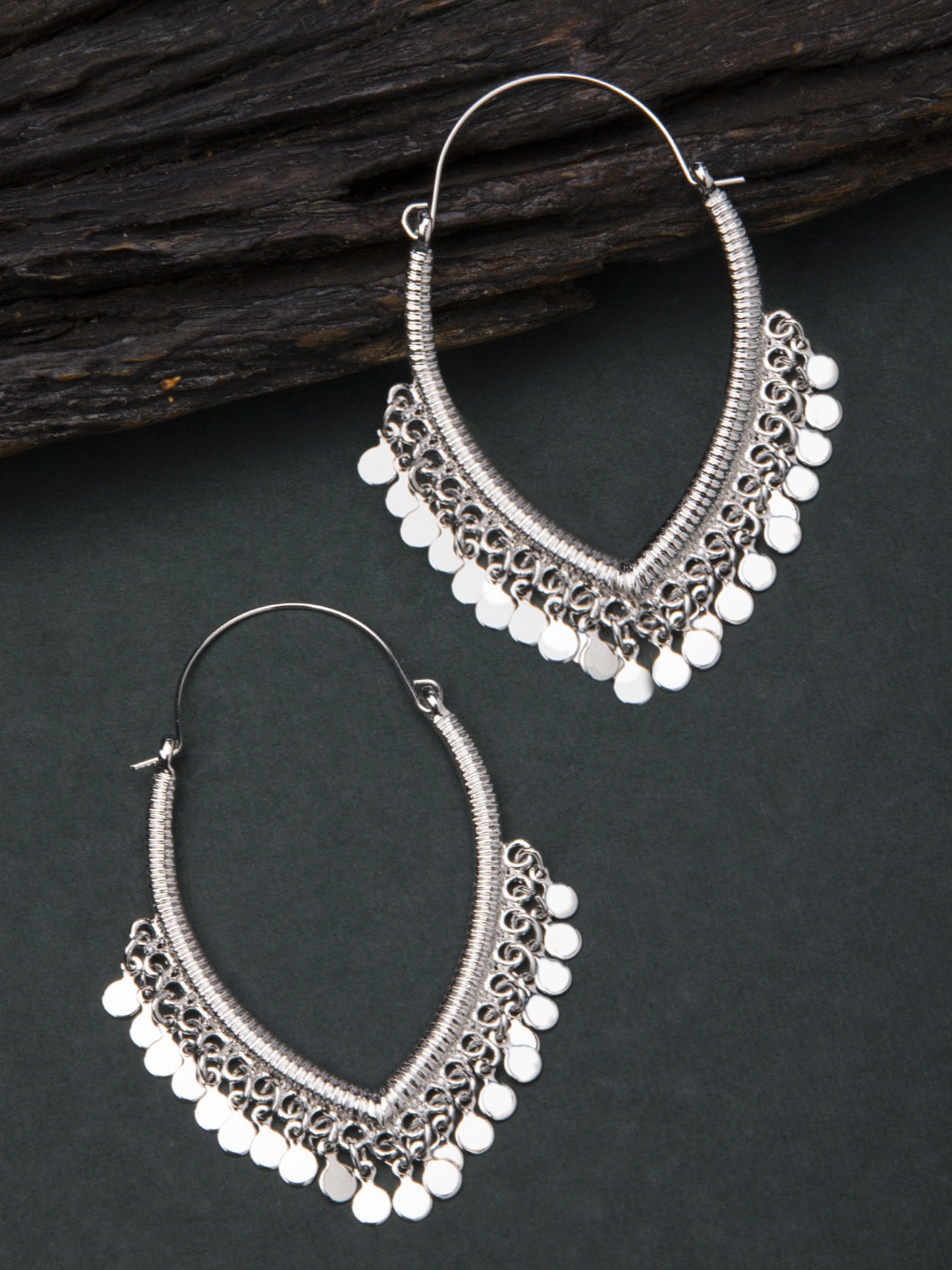 

Rubans Silver-Toned Handcrafted Classic Hoop Earrings