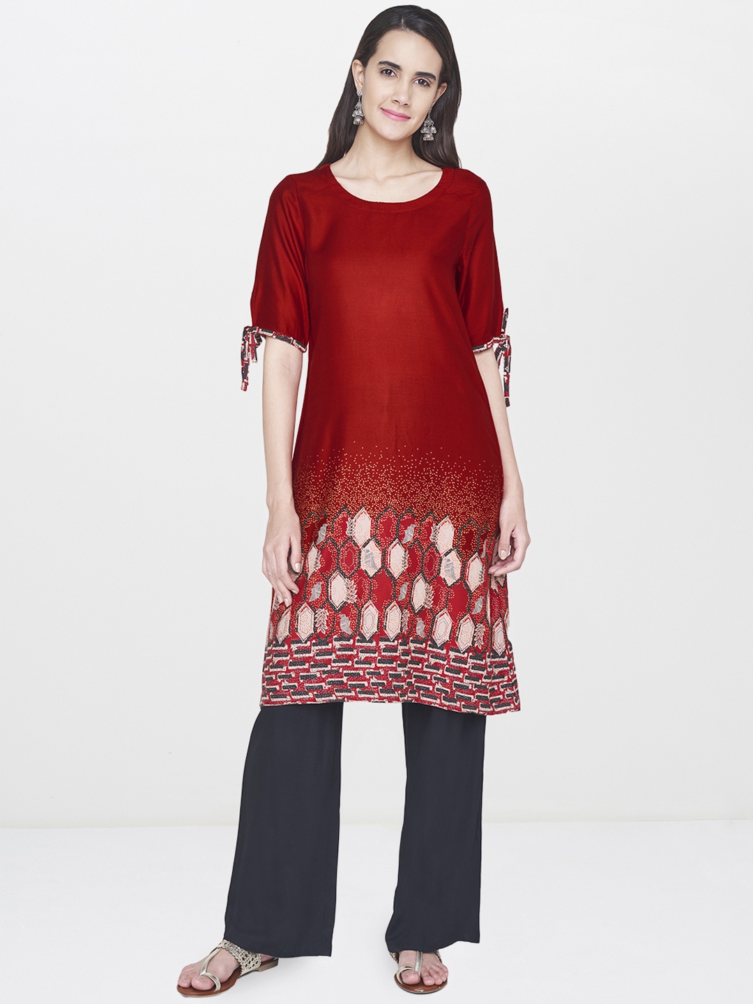 

Global Desi Maroon Printed Tunic
