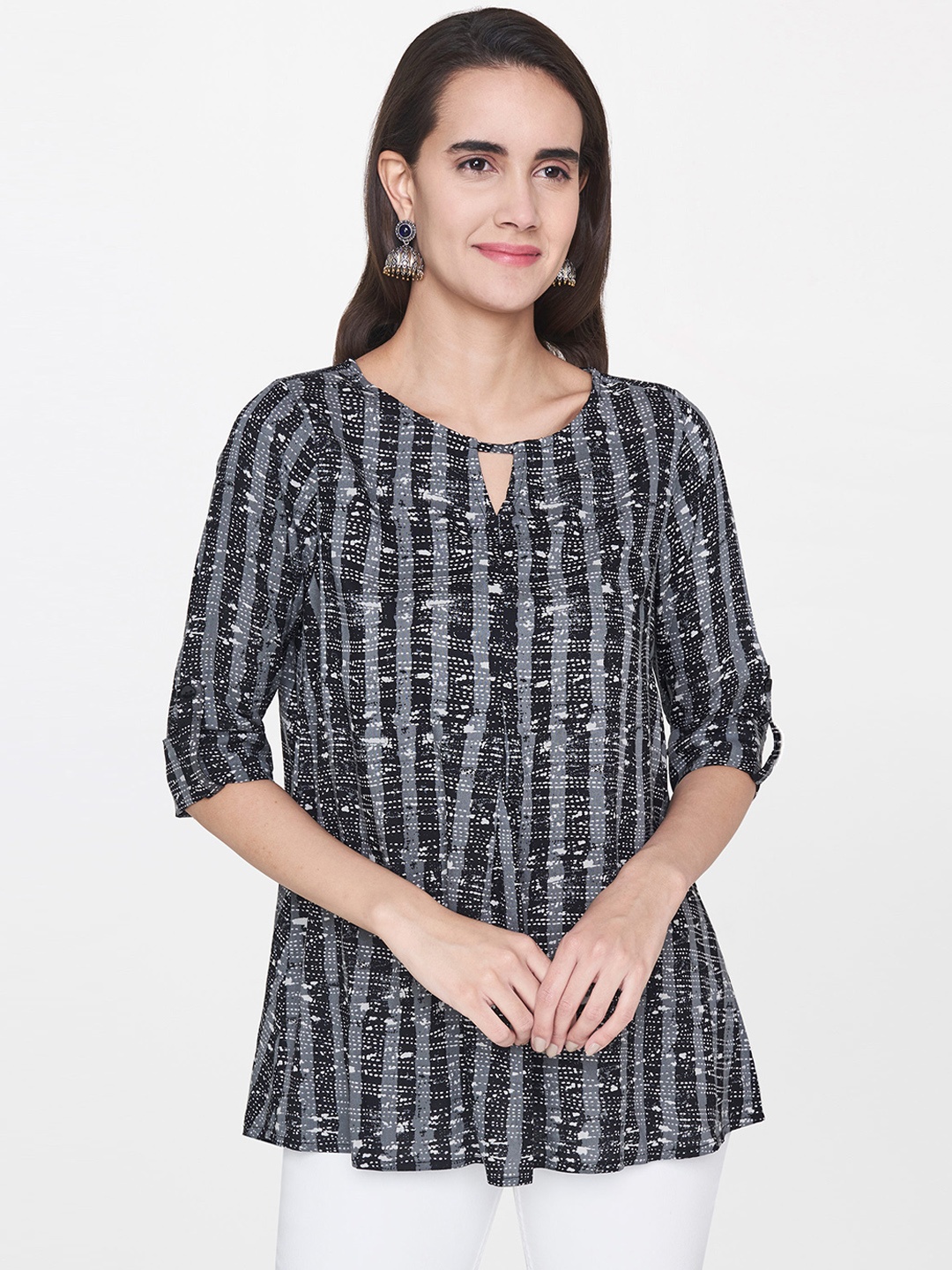 

Global Desi Women Black Printed Top