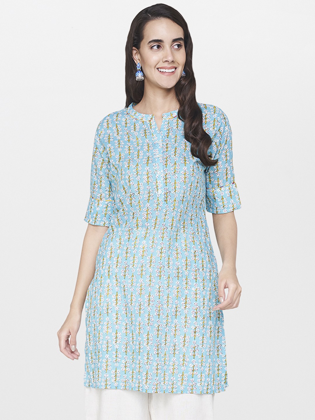 

Global Desi Blue Printed Tunic