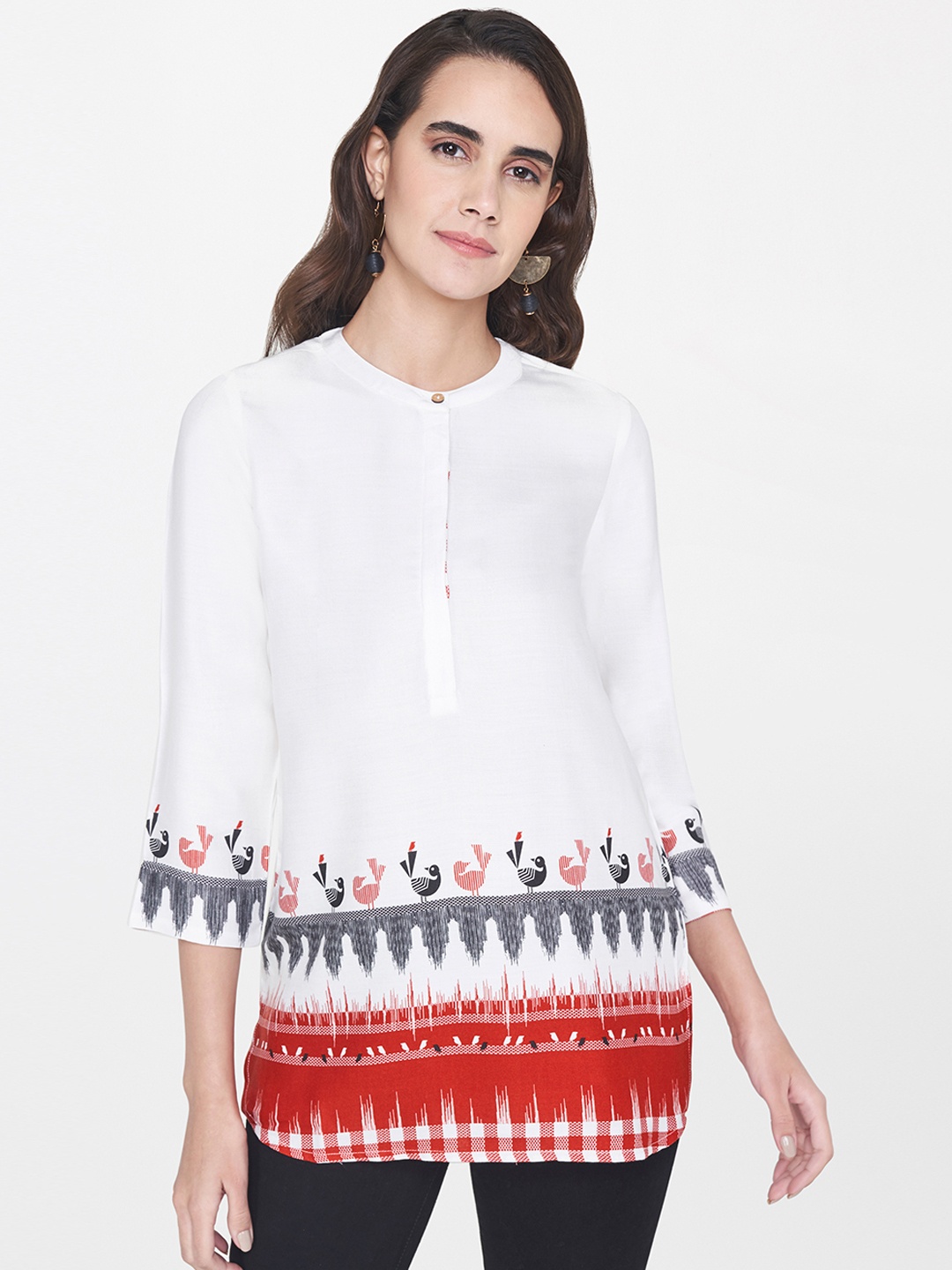 

Global Desi Women Off-White Printed Top