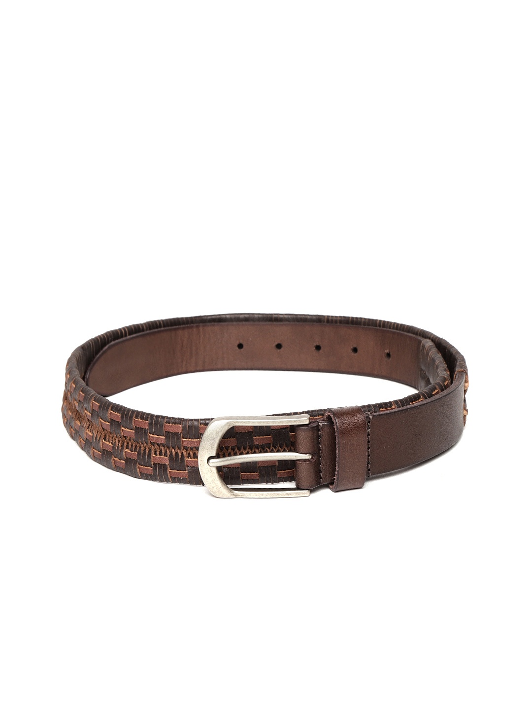 

Louis Philippe Men Brown Leather Braided Belt