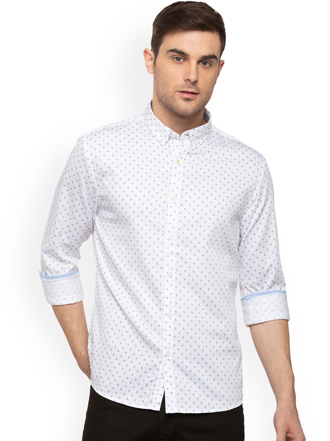 

People Men White Regular Fit Printed Casual Shirt
