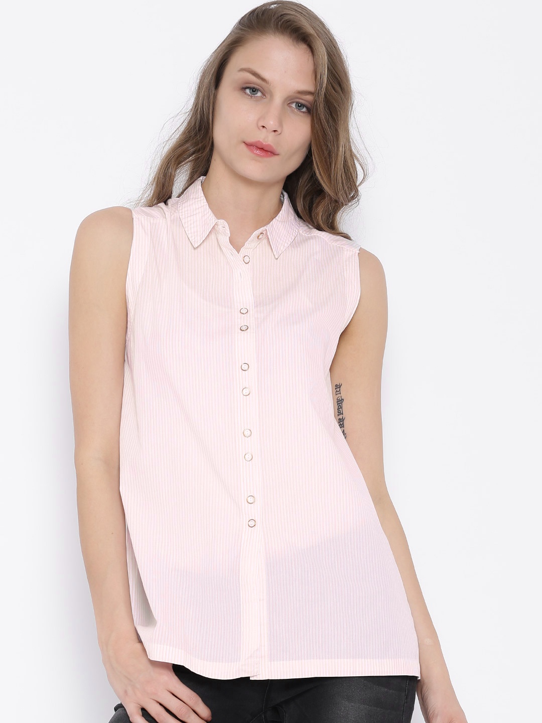 

Tokyo Talkies Pink & White Striped Shirt