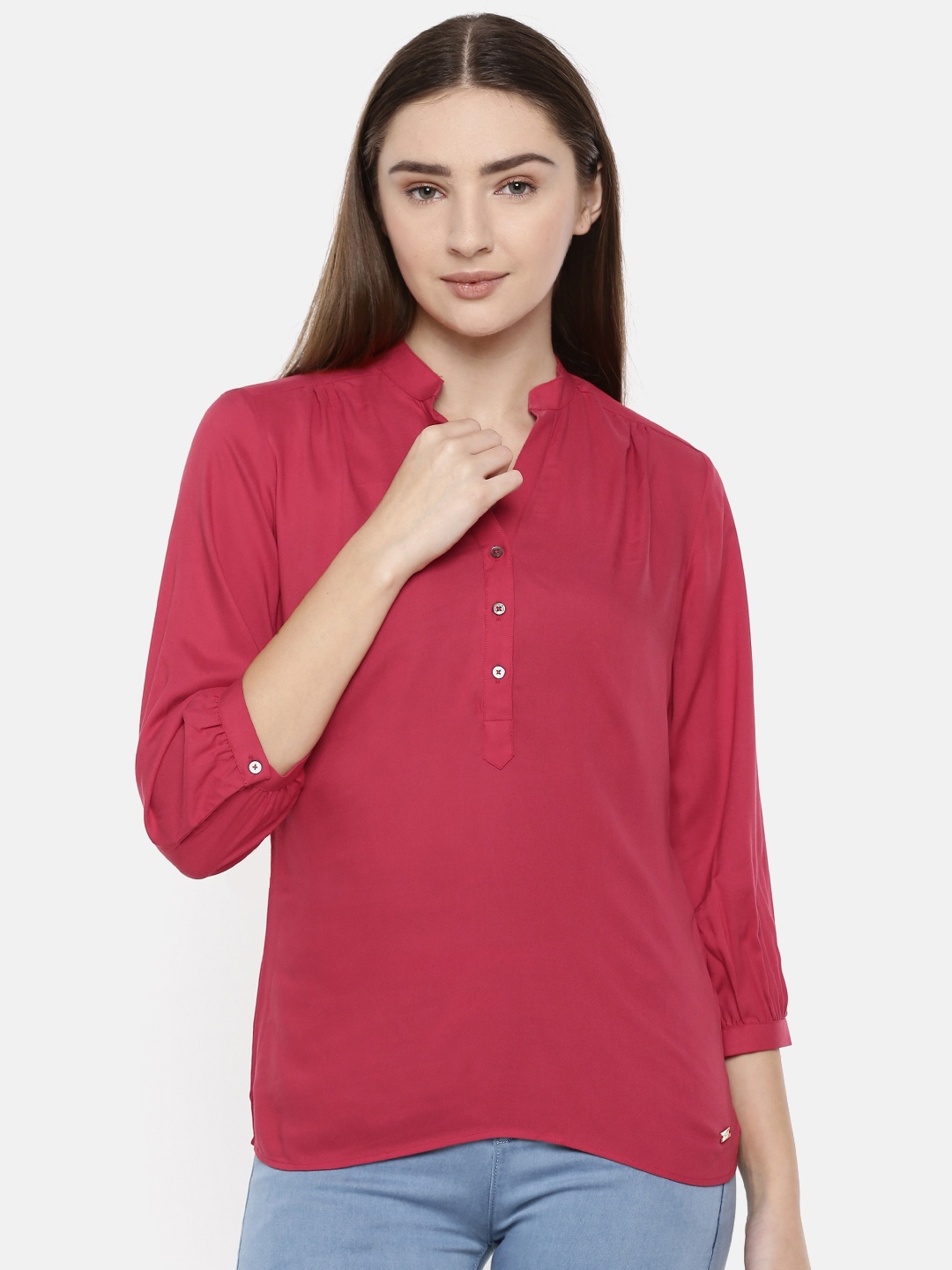 

Park Avenue Woman Women Red Solid Shirt Style Top
