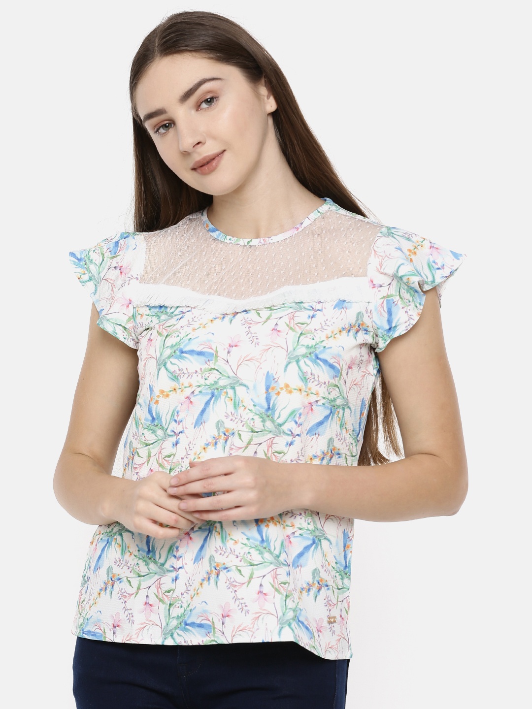 

Park Avenue Woman White Floral Print Top