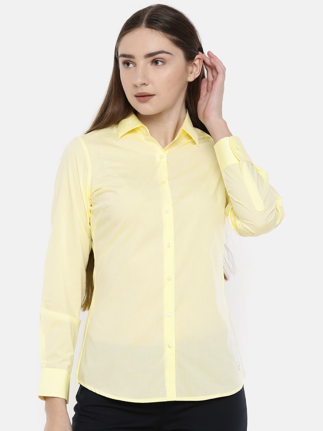 

Park Avenue Woman Yellow Regular Fit Solid Casual Shirt