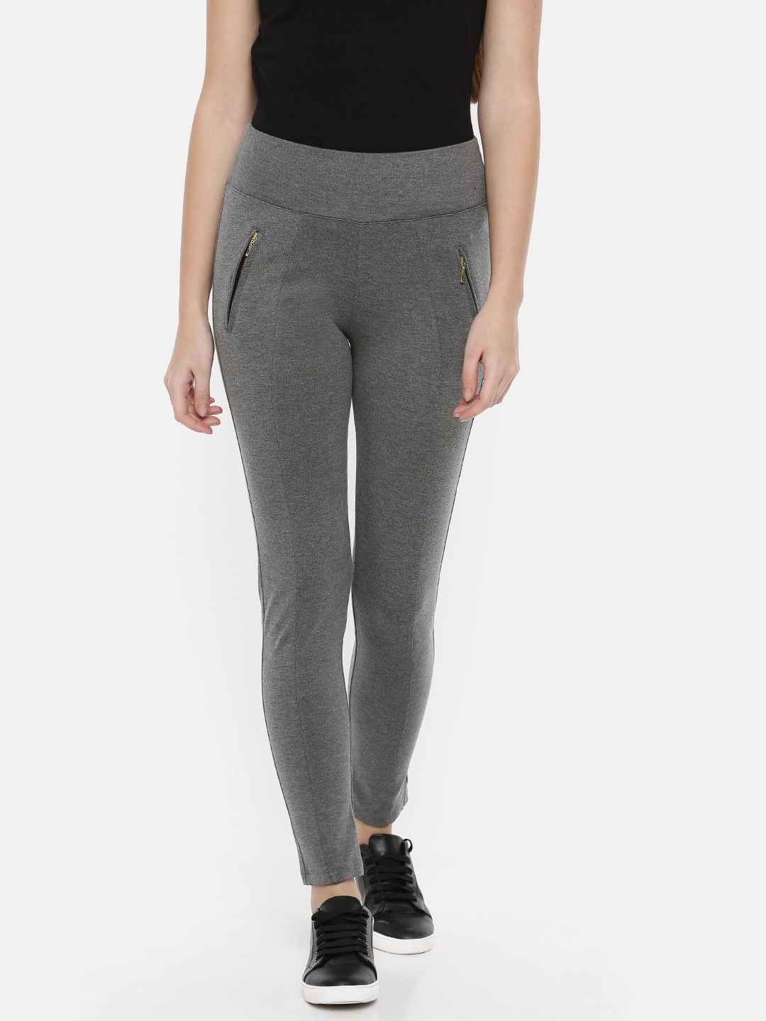 

Park Avenue Woman Grey Solid Treggings