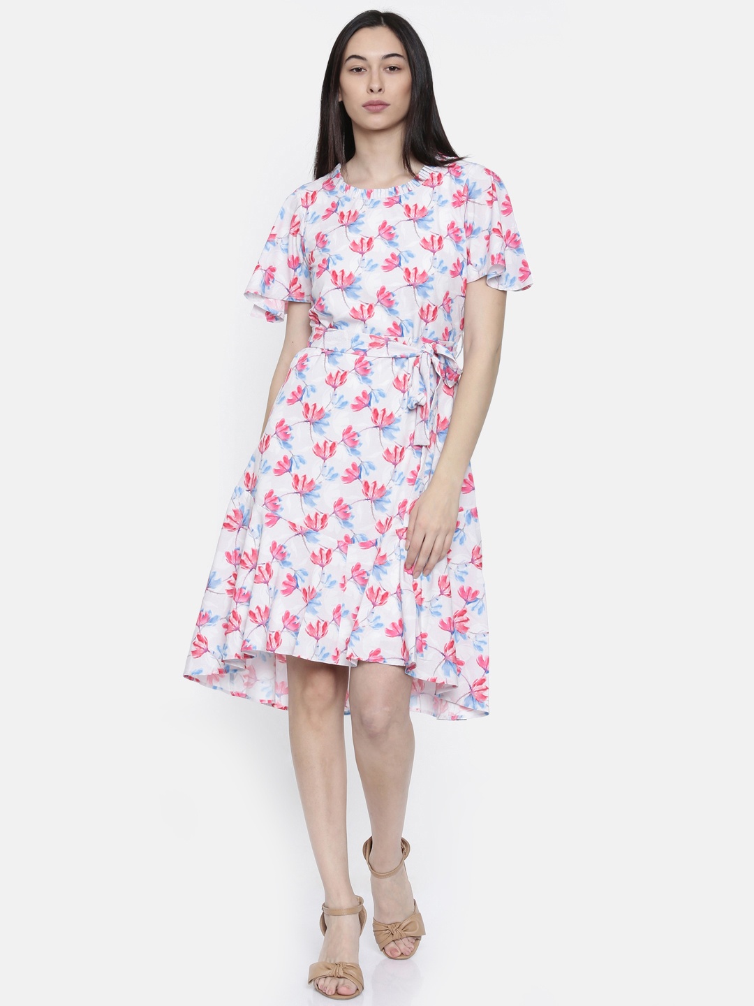 

Park Avenue Woman Women Pink & White Printed A-Line Dress