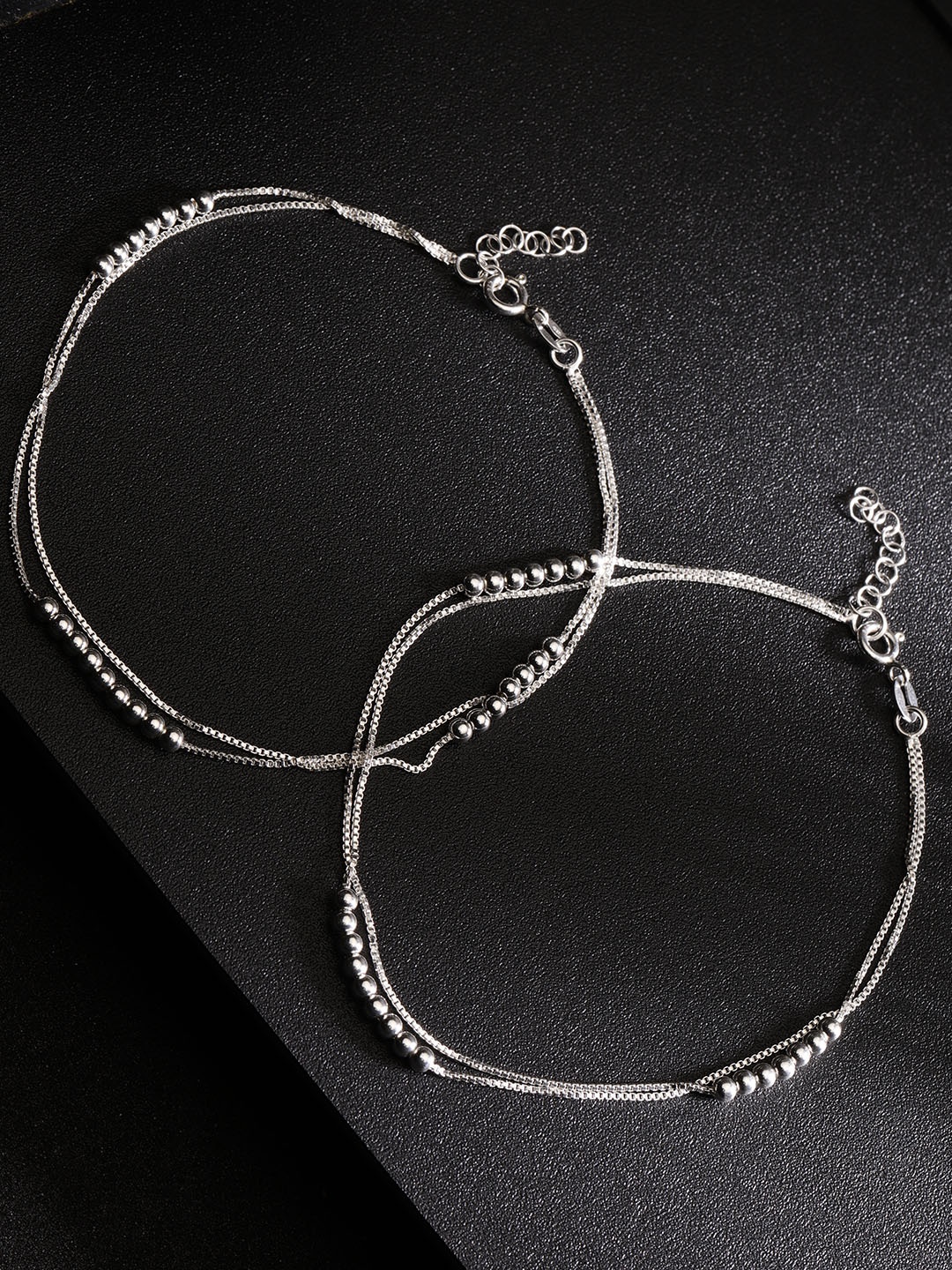 

Carlton London Women Set of 2 925 Sterling Silver Anklets