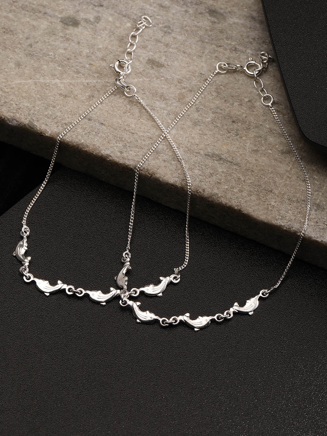 

Carlton London Set of 2 925 Sterling Silver Anklets