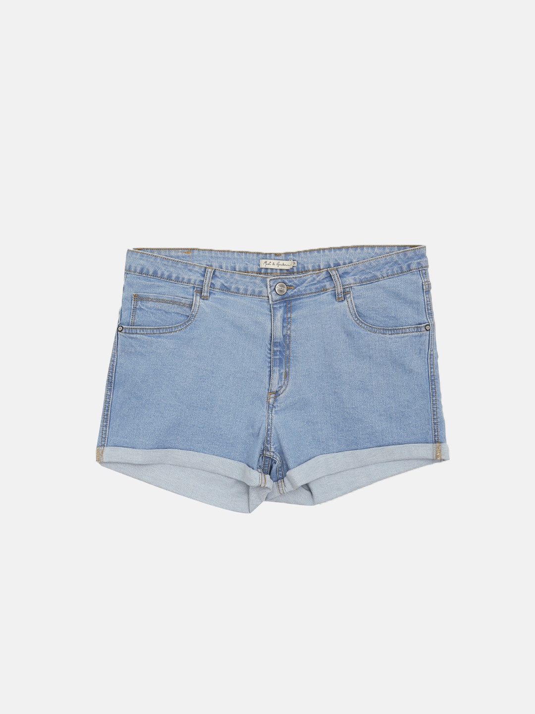 

Mast & Harbour Women Blue Solid Regular Fit Denim Shorts