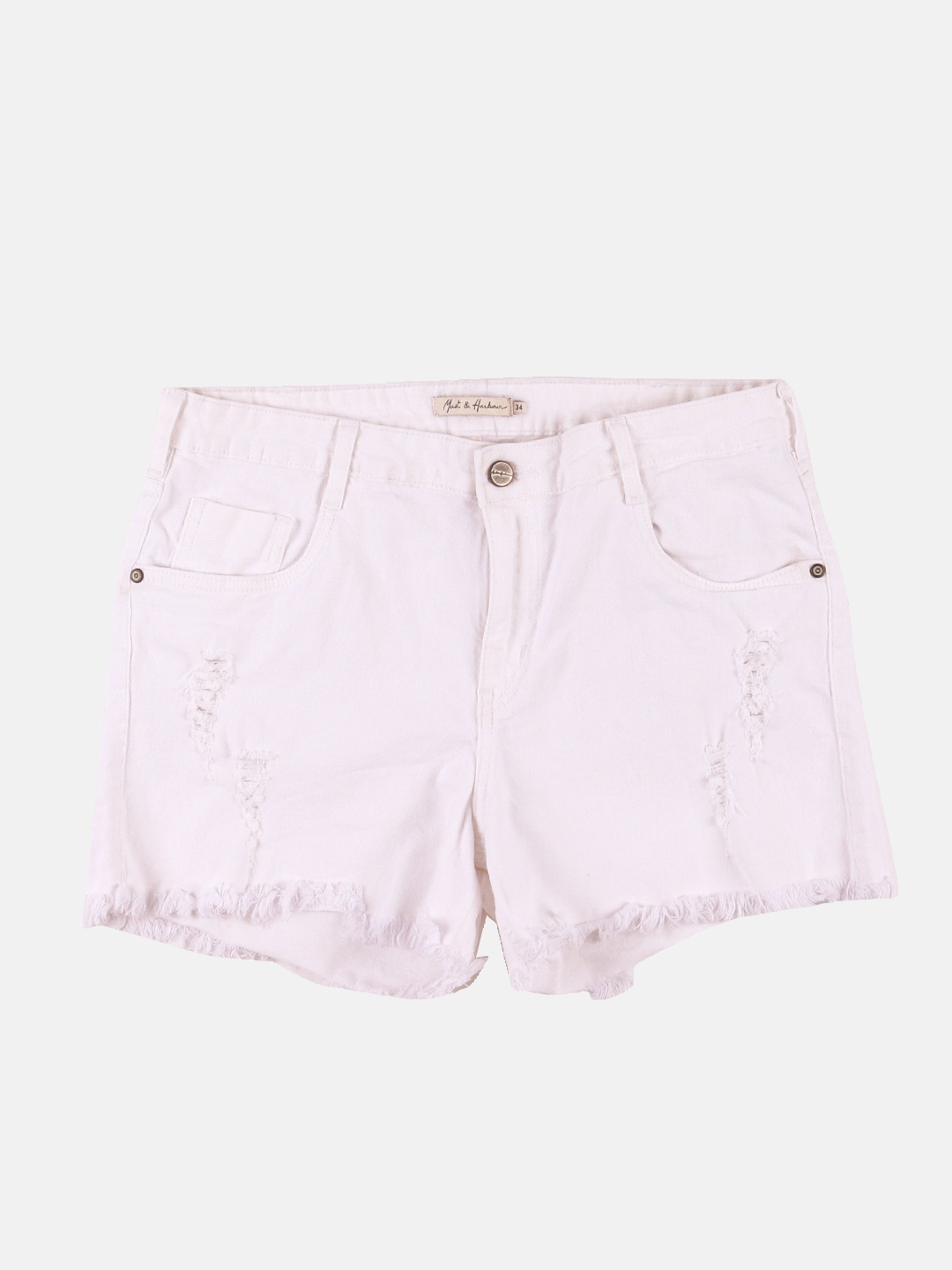 

Mast & Harbour Women White Mid-Rise Regular Shorts